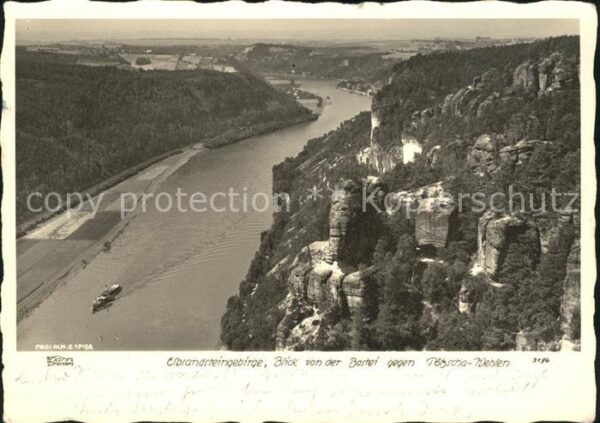 Poetzscha Wehlen Panorama Blick von der Bastei Elbsandst