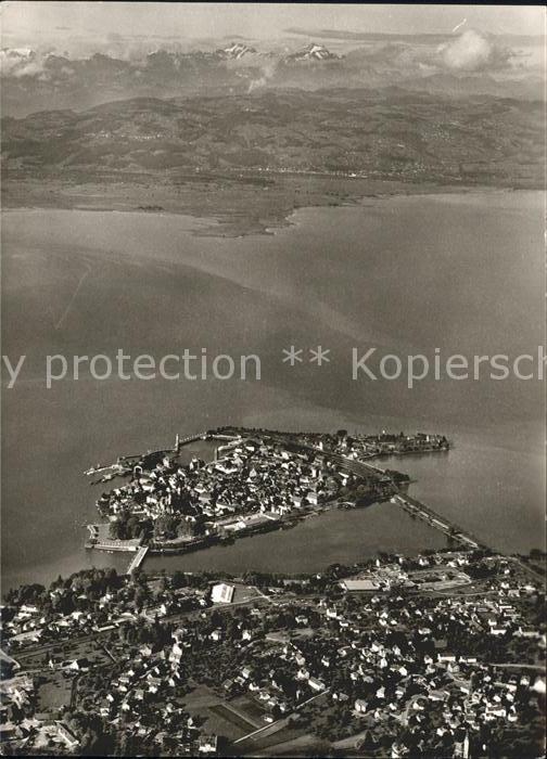 Lindau Bodensee Fliegeraufnahme Schweizer Alpen