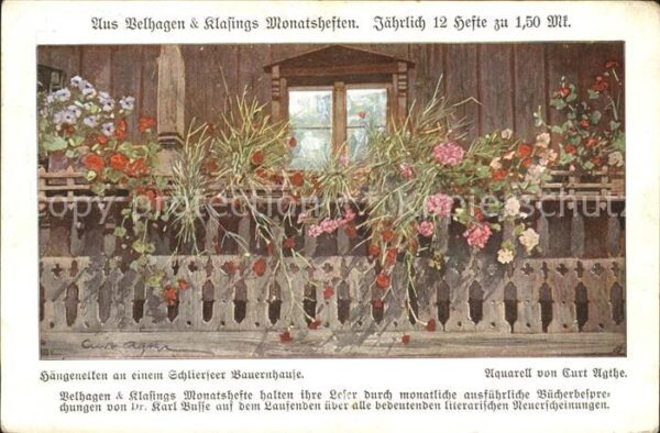 Schliersee Künstlerkarte Aquarell Curt Agthe Belha