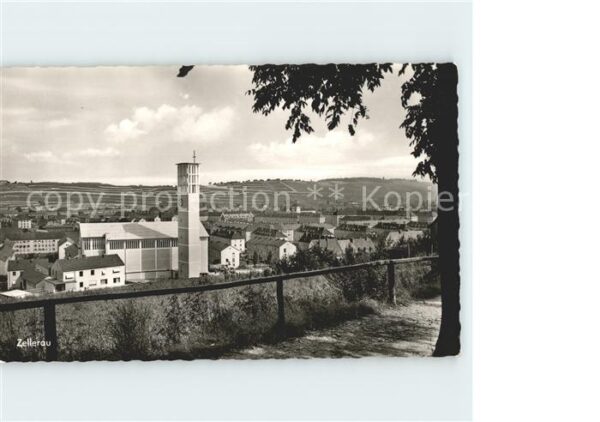 Zellerau Ortsansicht mit Kirche