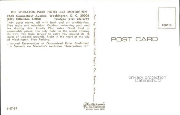 Washington DC Sheraton Park Hotel and Motor Inn Flieg – Bild 2