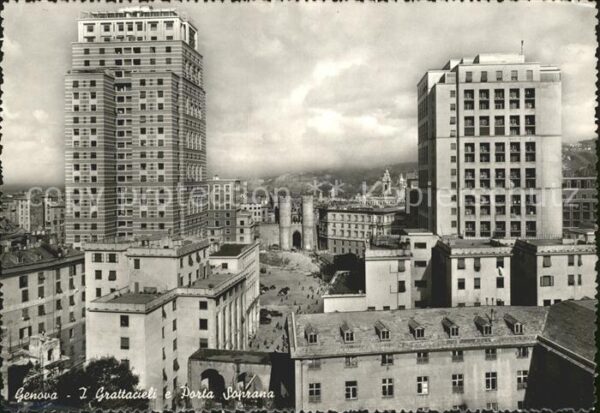 Genova Genua Liguria Grattacieli e Porta Soprana