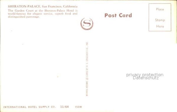 San Francisco California Sheraton Palace Hotel %re – Bild 2