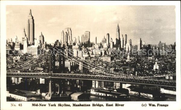 New York City Skyline Manhattan Bridge East River