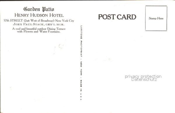 New York City Henry Hudson Hotel Garden Patio – Bild 2