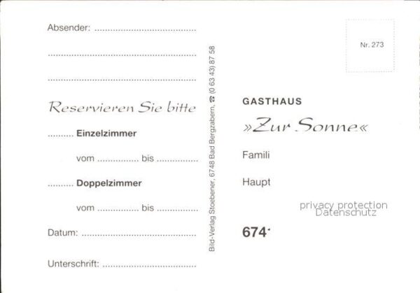 Wernersberg Pfalz Gasthaus zur Sonne – Bild 2