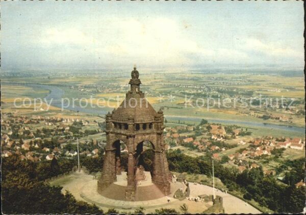 Porta Westfalica Fliegeraufnahme Kaiser Wilhelm Denkmal