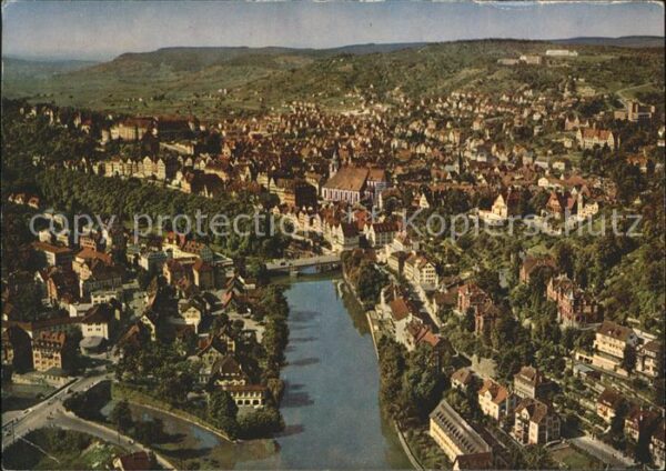 Tuebingen Fliegeraufnahme mit Neckar und Schloss