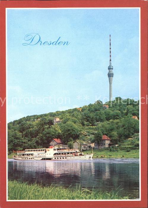 Dresden Elbansicht mit Fernsehturm Ausflugsdamp