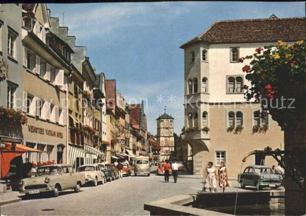 Wangen Allgaeu Herrenstrasse mit Ravensburger Tor Brun