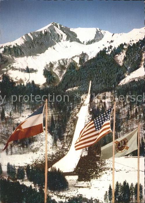 Oberstdorf Skiflugschanze Flagge Wintersportplatz