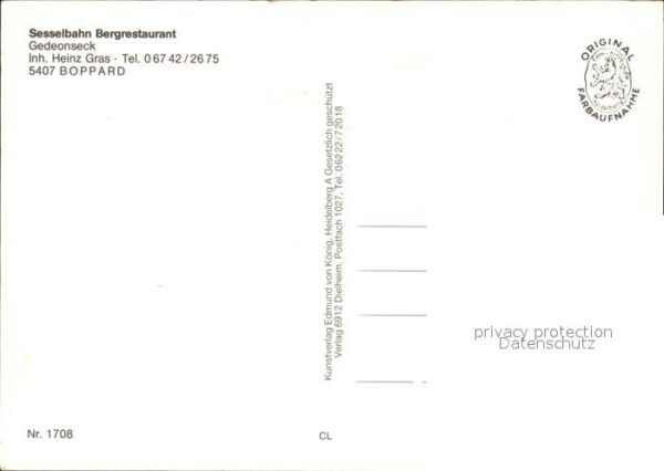 Boppard Rhein Sesselbahn Bergrestaurant Gedeonseck Te – Bild 2