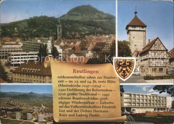 Reutlingen Stadtbild mit Kirche Turm Tor zur Schwä
