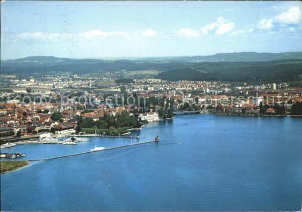 Konstanz Bodensee Hafeneinfahrt und Konzil Fliegeraufnahm