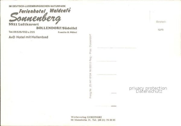 Bollendorf Suedeifel Ferienhotel Waldcafe Sonnenberg Flieger – Bild 2