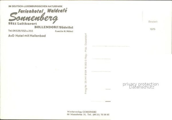 Bollendorf Suedeifel Ferienhotel Waldcafe Sonnenberg Flieger – Bild 2