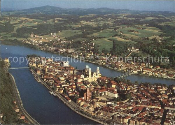 Passau Dreiflüsse Stadt Zusammenfluss von Dona