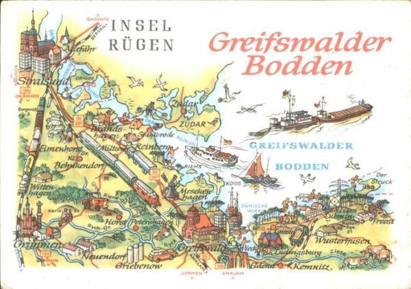Insel Ruegen Greiswalder Bodden Landkarte