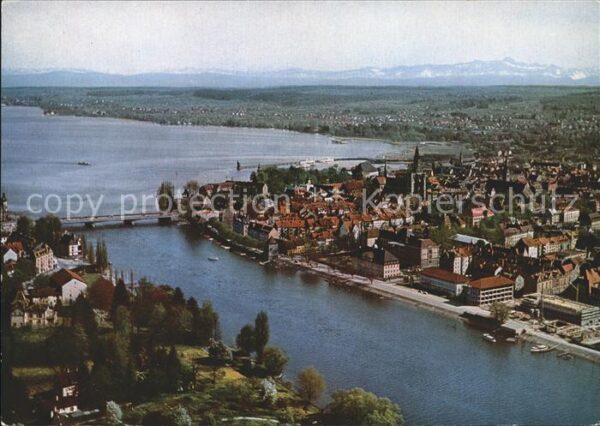 Konstanz Bodensee Rheinausfluss Schweizer Alpen Fliegerau