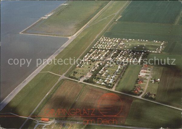 Ostfriesland Campingplatz am Deich Fliegeraufnahme