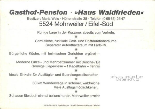 Mohrweiler  Gasthof Haus Waldfrieden – Bild 2