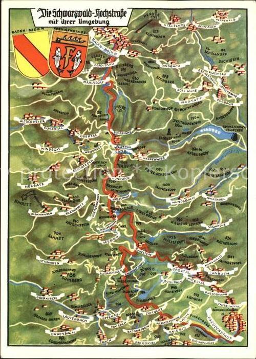 Baerenbach Wuerttemberg Schwarzwald Hochstrasse Panoramakarte A