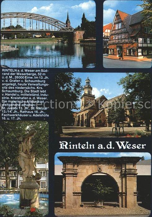 Rinteln Weserbrücke Dorfpartie Statue Torbogen