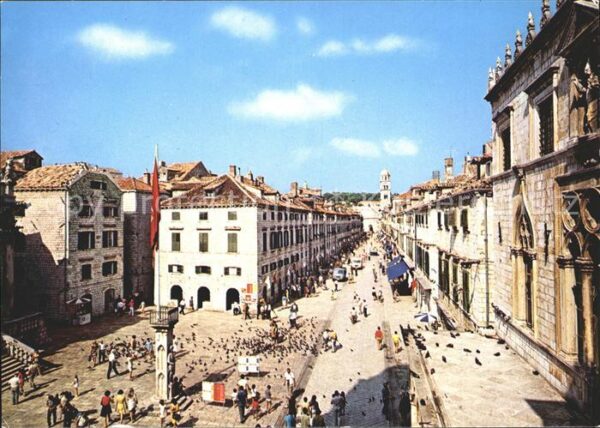 Dubrovnik Ragusa Place Stradun i Orlandov stup