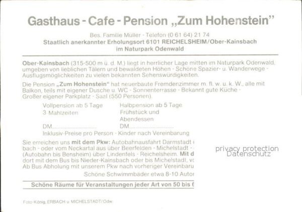 Ober-Kainsbach Gasthaus Cafe Pension Zum Hohenstein – Bild 2