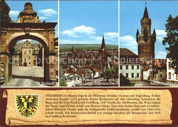 Friedberg Hessen Schloss Adolfsturm Kaiserstrasse mit Li