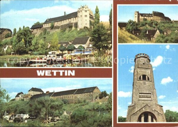 Wettin Unterburg mit Saale und Fähre