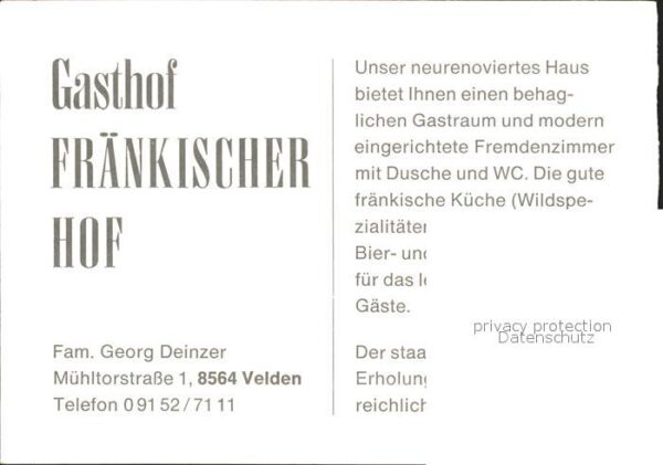 Velden Mittelfranken Gasthaus Fränkischer Hof – Bild 2