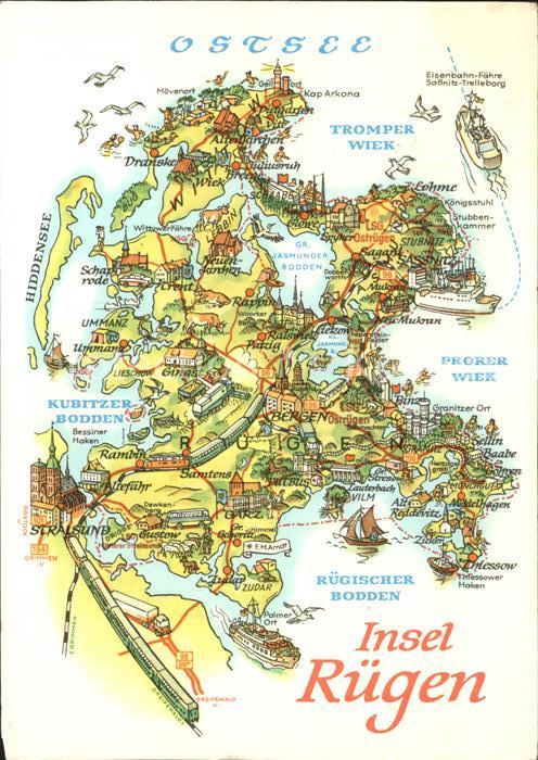Ruegen Panoramakarte Rappin Bergen Stralsund