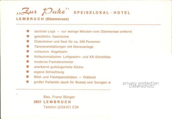 Lembruch Speiselokal Hotel Zur Puke – Bild 2
