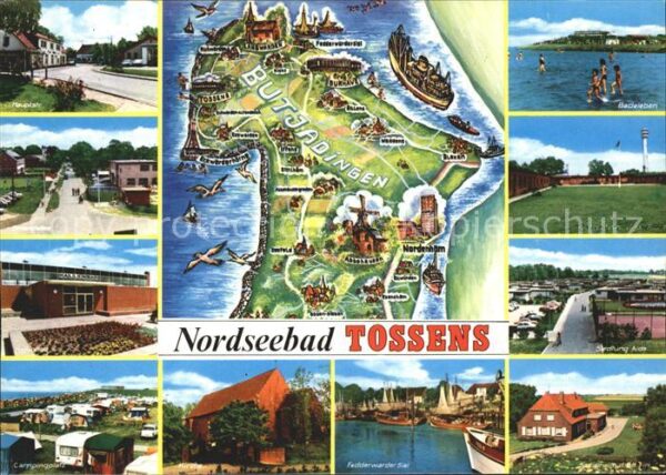 Tossens Nordseebad Hauptstrasse Badeleben Kirche Campingpl