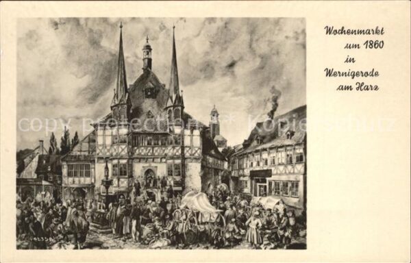 Wernigerode Harz Wochenmarkt um 1860
