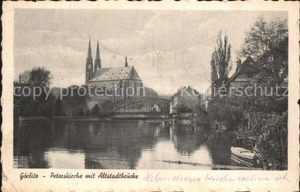 Goerlitz Sachsen Peterskirche mit Altstadtbrücke