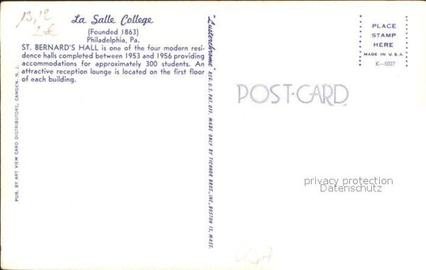 Philadelphia Pennsylvania La Salle College St Bernards Hall – Bild 2