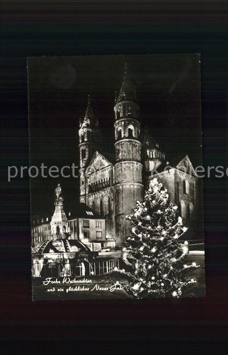 Worms Rhein Dom und Siegfriedbrunnen bei Nacht
