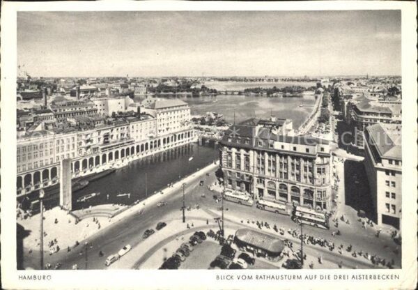 Hamburg Blick vom Rathausturm auf die drei Alst