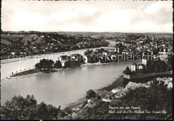 Passau Dreiflüsse Eck Inn Donau Ilz Panoramabl