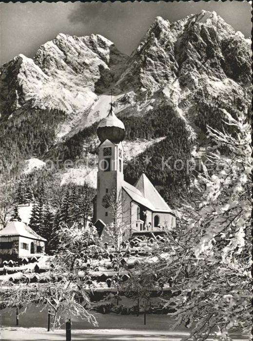 Grainau Bergkirche mit kl und gr Waxenstein