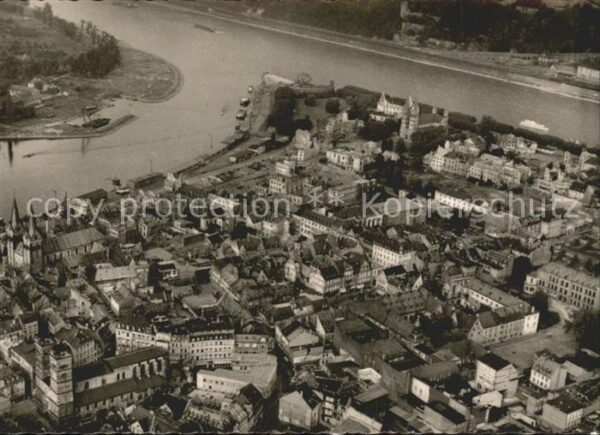 Koblenz Rhein Fliegeraufnahme mit Rhein und Mosel