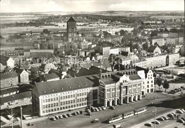 Rostock Fliegeraufnahme Rathaus Ernst Thälmann