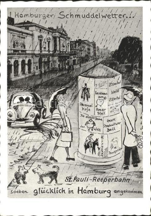 Hamburg Reeperbahn St. Pauli Künstlerkarte