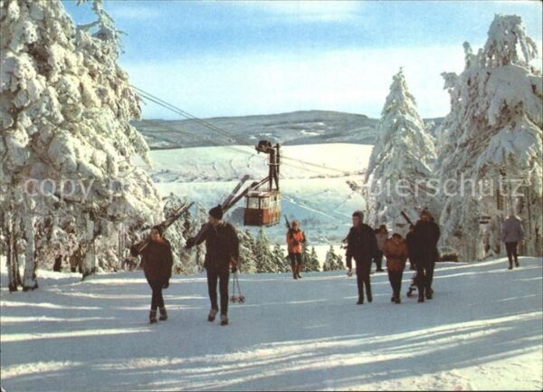 Oberwiesenthal Erzgebirge Seilbahn Skiwanderer