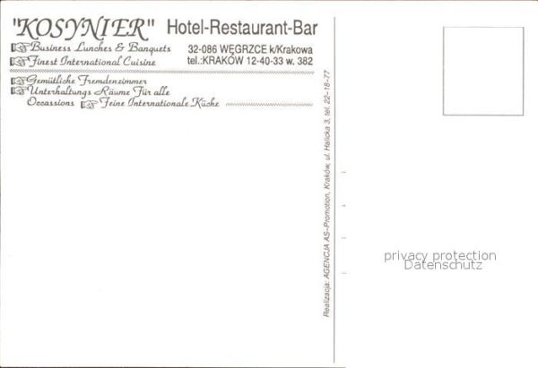 Krakow Krakau Kosynier Hotel Restaurant Bar Zaprasza – Bild 2