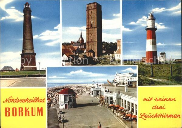 Borkum Strand Promenade Drei Leuchttürme