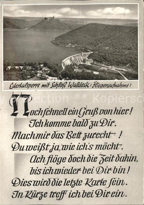 Waldeck Edersee Edertalsperre Fliegeraufnahme