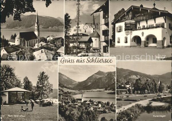 Schliersee Rathaus Kirche Maibaum Kuranlagen Park